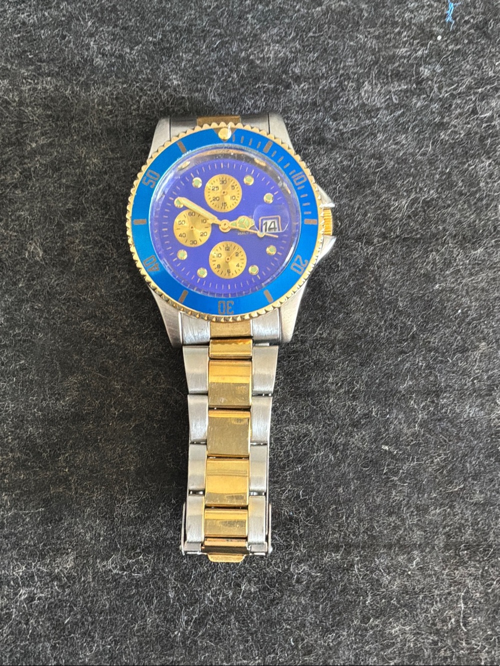 Geneva Gold and Blue Men’s Chronograph Watch
